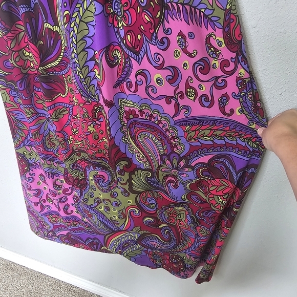 Madison Leigh Colorful Paisley‎ Maxi Dress Womens 14 Sleeveless Summer Retro - Picture 5 of 12
